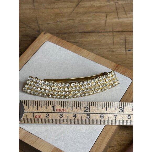 Made in France Gold Crystal Rhinestone Hair Clip Made In France Elegant Design - Picture 8 of 9